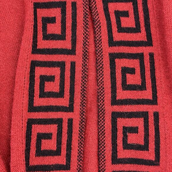 SOL Baby Alpaca Hooded Poncho Cape Women One Size Red Black Moroccan Peru OS - Picture 6 of 9